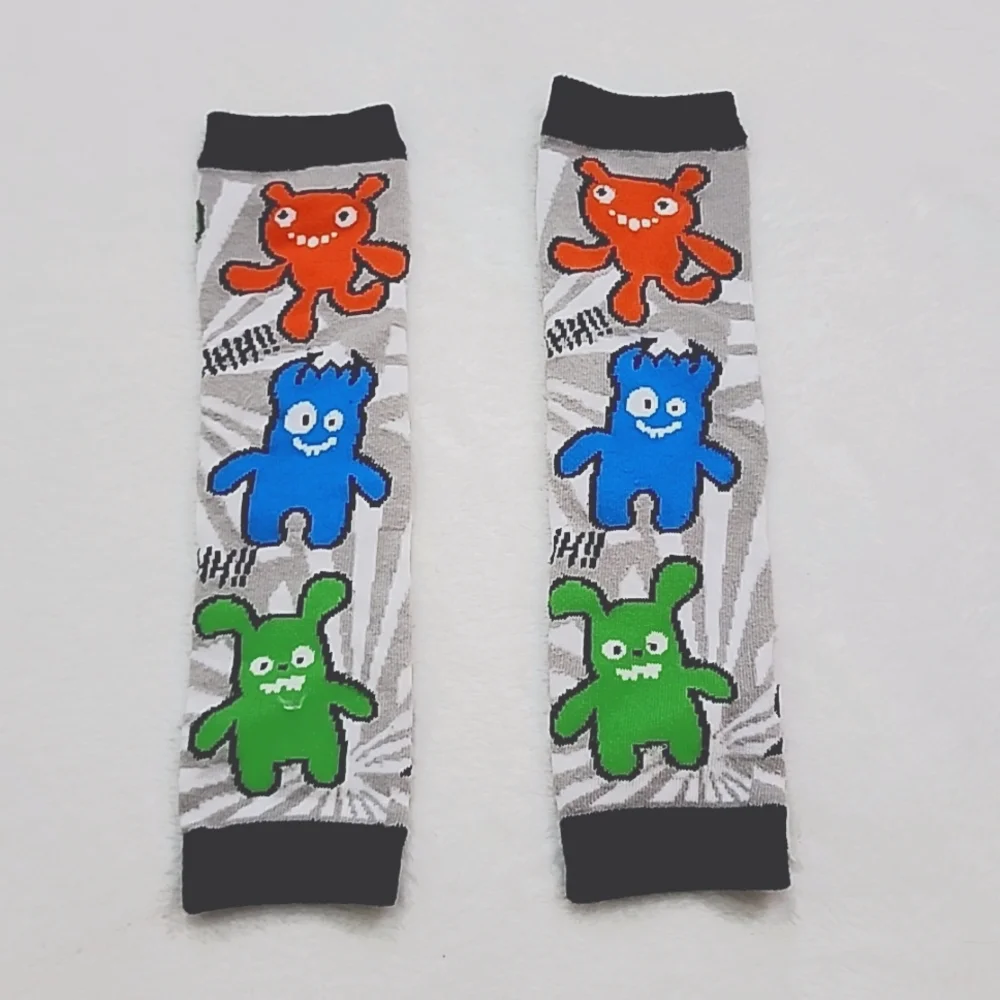 Baby Gray Monster Crawling Socks O/S